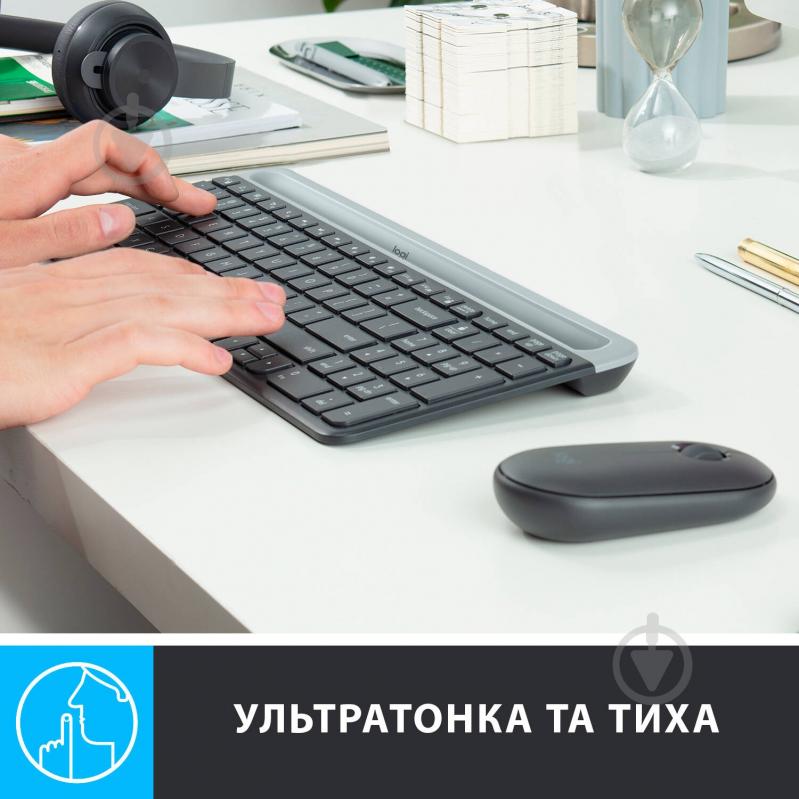 Комплект клавіатура та миша Logitech MK470 Slim Wireless Keyboard and Mouse Combo Graphite (L920-009204) - фото 3