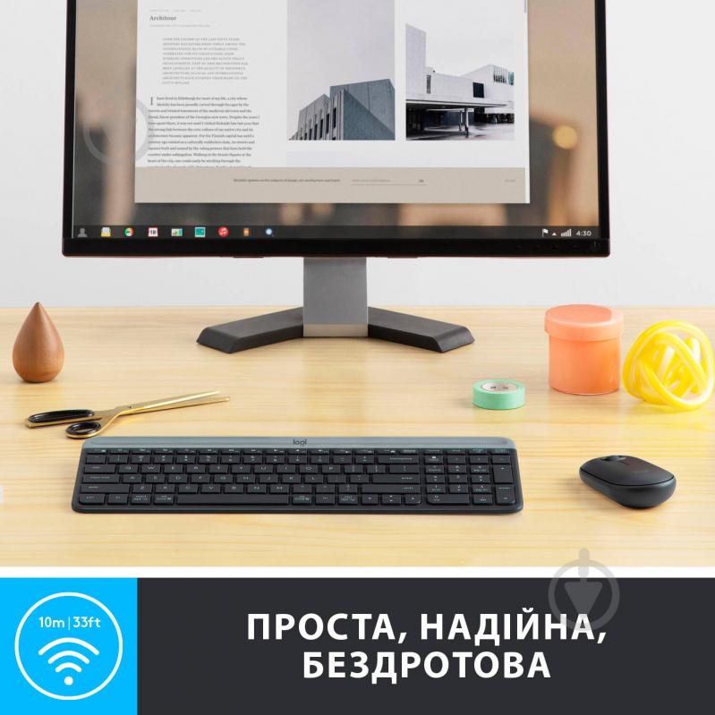 Комплект клавіатура та миша Logitech MK470 Slim Wireless Keyboard and Mouse Combo Graphite (L920-009204) - фото 4