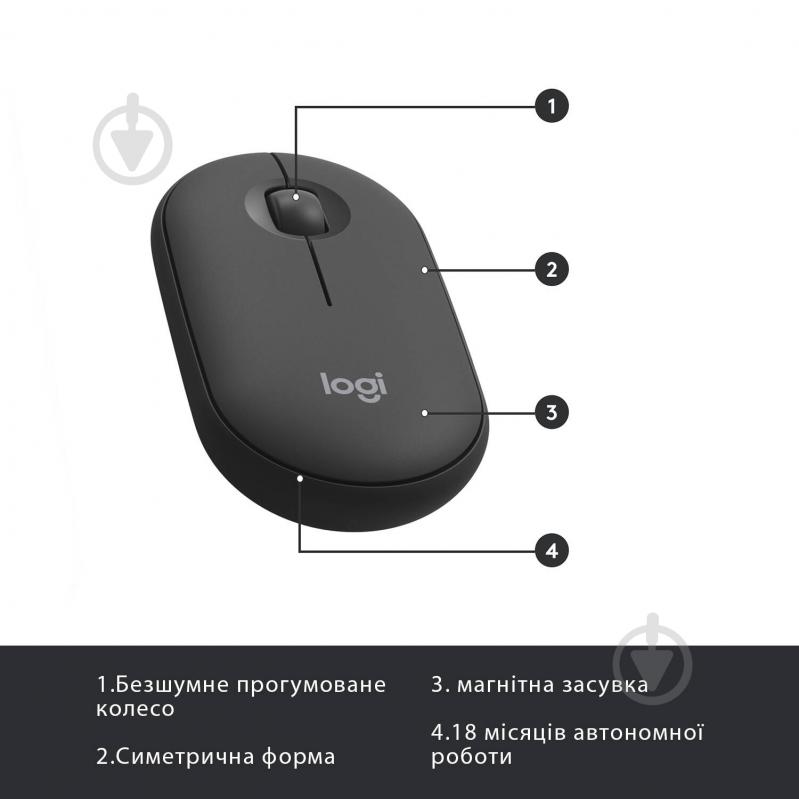 Комплект клавіатура та миша Logitech MK470 Slim Wireless Keyboard and Mouse Combo Graphite (L920-009204) - фото 7