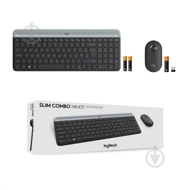 Комплект клавіатура та миша Logitech MK470 Slim Wireless Keyboard and Mouse Combo Graphite (L920-009204) - фото 10