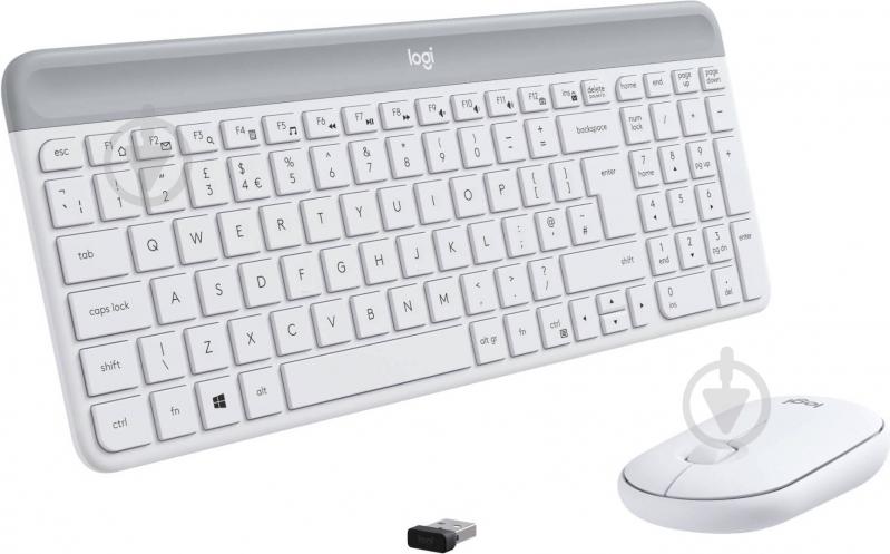 Комплект клавиатура и мышь Logitech MK470 Slim Wireless Keyboard and Mouse Combo White (L920-009205) - фото 1