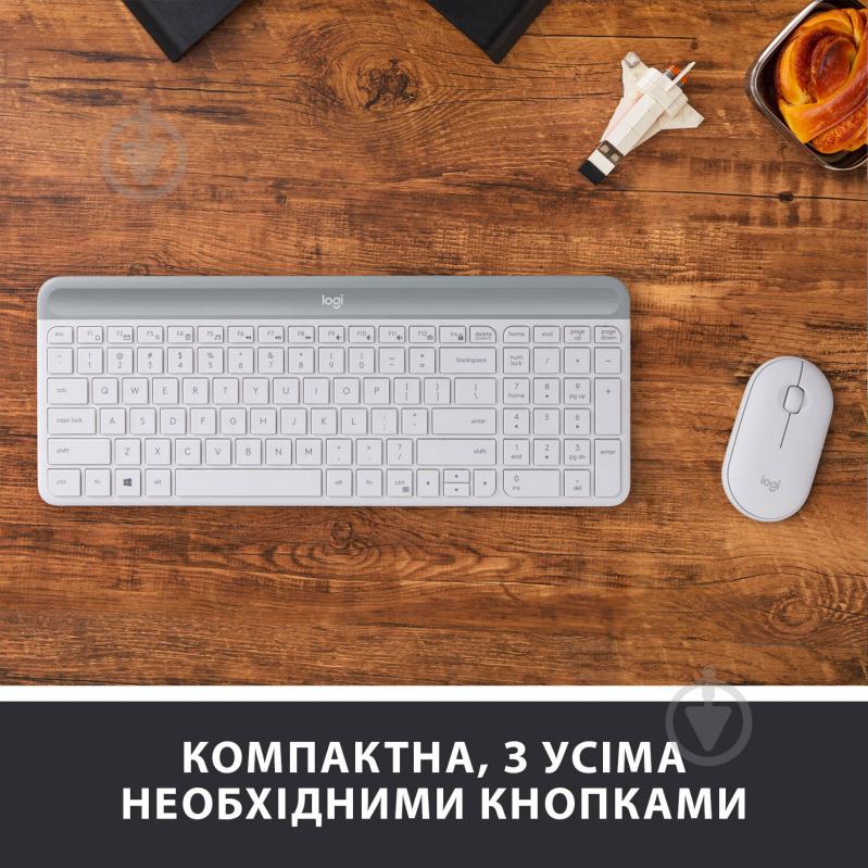 Комплект клавиатура и мышь Logitech MK470 Slim Wireless Keyboard and Mouse Combo White (L920-009205) - фото 2