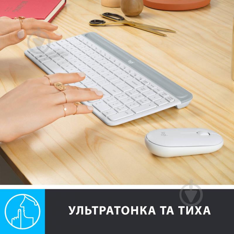 Комплект клавиатура и мышь Logitech MK470 Slim Wireless Keyboard and Mouse Combo White (L920-009205) - фото 3