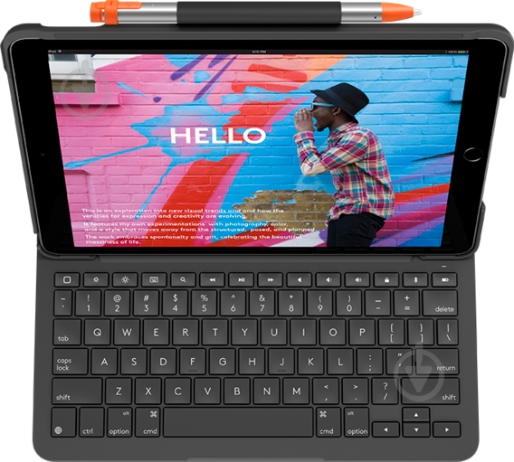 Чехол-клавиатура Logitech Slim Folio for iPad (7th, 8th, 9th generation) graphite (L920-009480) - фото 1