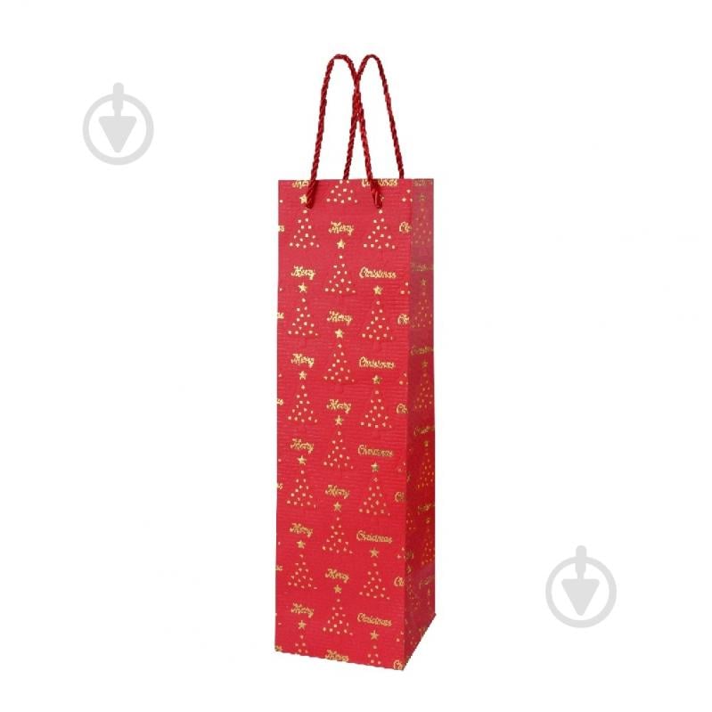 Пакет подарочный Wine bottle красный с золотом 11х38х11 см Buromax - фото 1