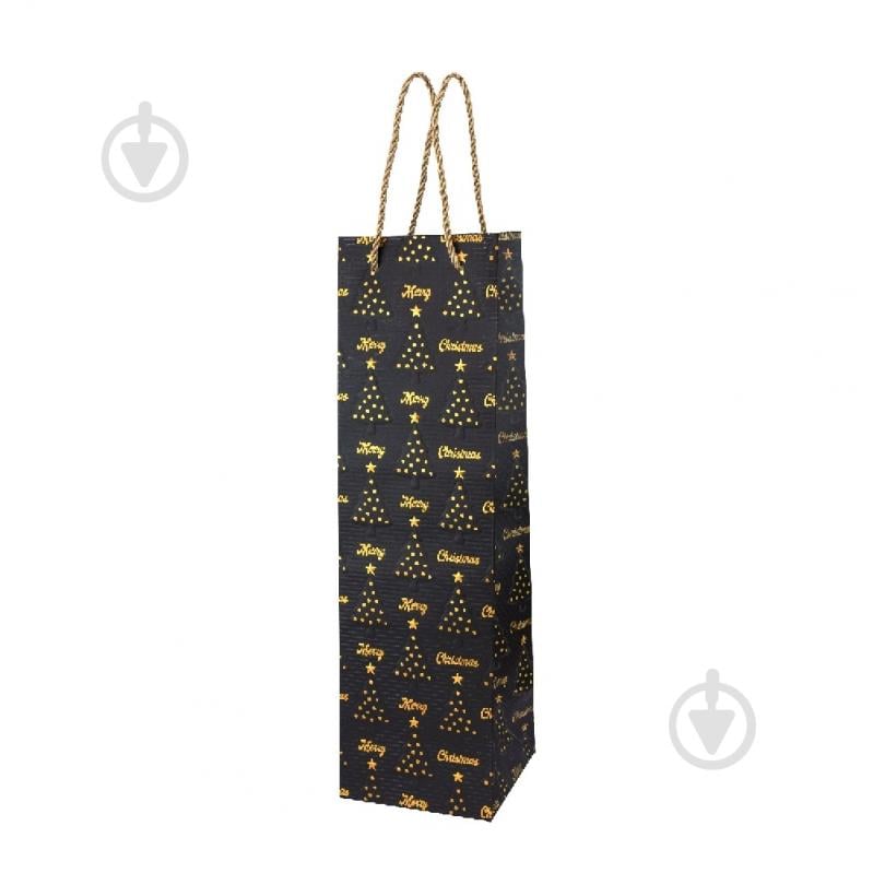 Пакет подарочный Wine bottle черный с золотом 11х38х11 см Buromax - фото 1