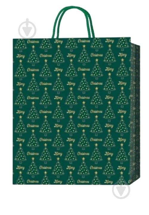 Пакет подарочный L 31х42х12 см зеленый с золотом Buromax - фото 1