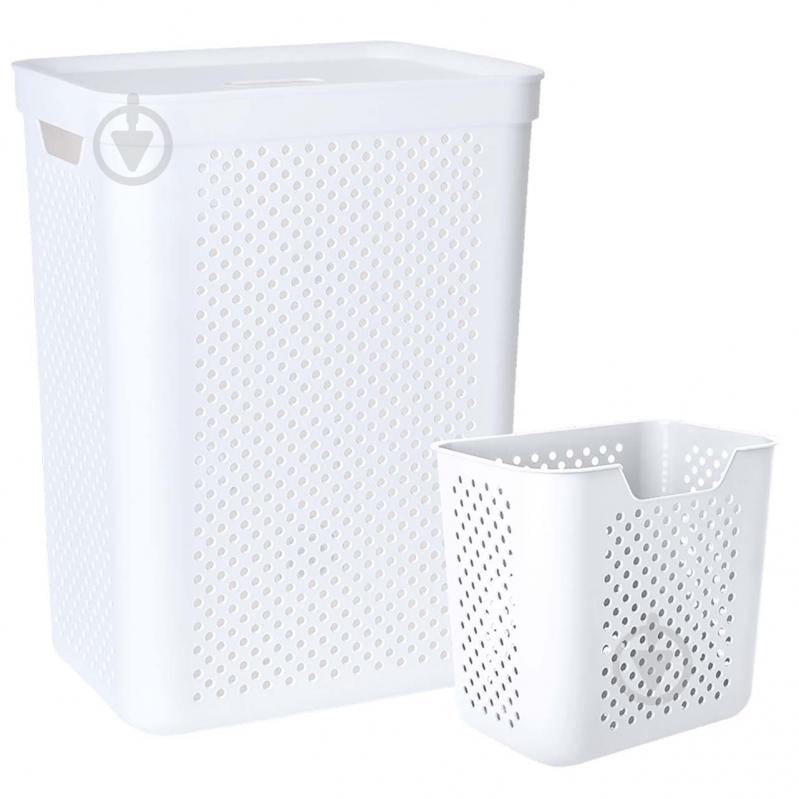 Кошик для білизни Алеана Simple з органайзером 45 л білий - фото 1