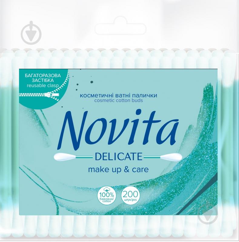 Ватные палочки Novita delicate make up & care 200 шт. (мягкая) - фото 1 Ватные палочки Novita delicate make up & care 200 шт. (мягкая) - фото 1