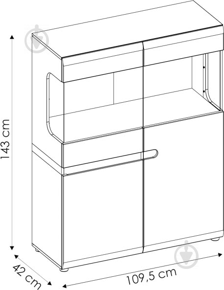 Вітрина Meble Wojcik LINATE 33 3D-1S LTV-02 трюфель - фото 3