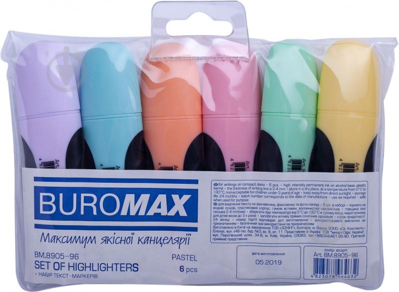 Набор текстовых маркеров Buromax PASTEL 2-4 мм 6 шт. разноцветный BM.8905-96 - фото 2