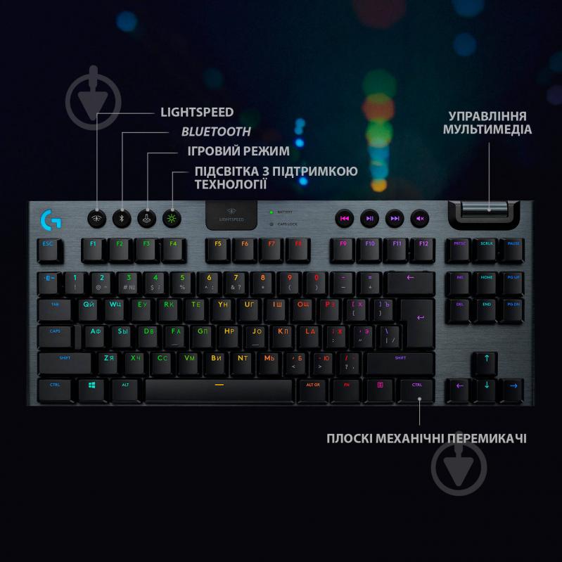 Клавіатура ігрова Logitech G915 TKL Tenkeyless LIGHTSPEED Wireless RGB Mechanical Gaming Keyboard GL Tactile (L920-0 - фото 7