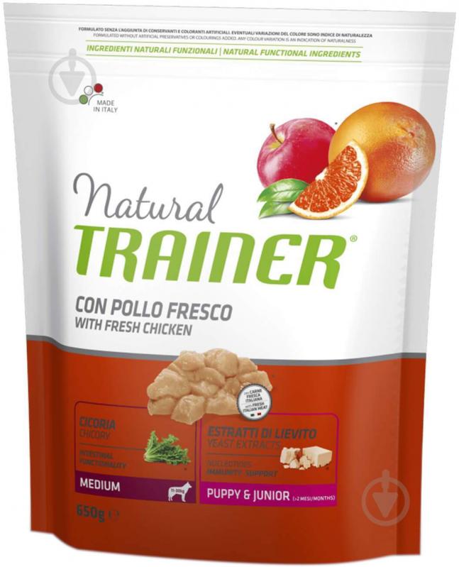 Корм для средних пород Trainer Natural Natural Puppy Junior Medium курица 650 г 650 г - фото 1 Корм для средних пород Trainer Natural Natural Puppy Junior Medium курица 650 г 650 г - фото 1