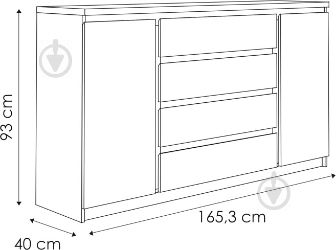 Комод PELLO 40 2d4s сосна лоредо темна - фото 3