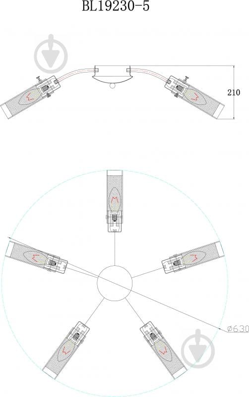 Світильник стельовий Accento lighting Camellia 5x40 Вт E14 хром ALPL-BL19230-5 - фото 10