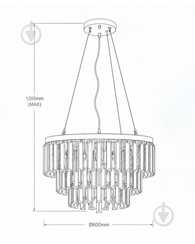 Люстра подвесная LIGHT SET PIONA PL600 12xE14 прозрачный/хром - фото 3 Люстра подвесная LIGHT SET PIONA PL600 12xE14 прозрачный/хром - фото 3