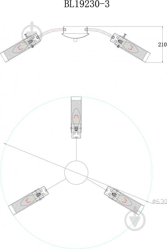 Світильник стельовий Accento lighting Camellia 3x40 Вт E14 хром ALPL-BL19230-3 - фото 9