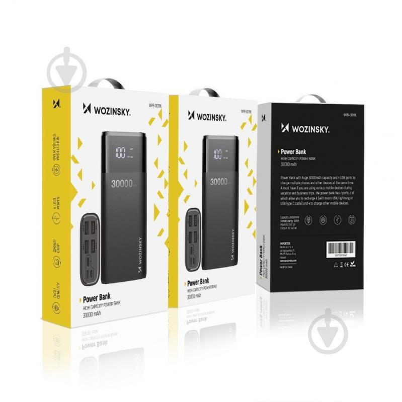 Повербанк Wozinsky 30000 mAh black (63461) 4xUSB LCD Display 2A - фото 4