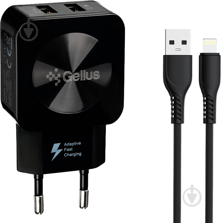 Мережевий зарядний пристрій Gelius Prime GU-HC02 2USB 2.1A 12W + кабель Lightning - фото 1