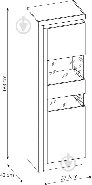 Витрина Meble Wojcik LYON LYOV03 P 1D платинум - фото 4
