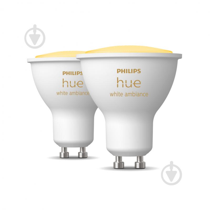 Лампа светодиодная Philips hue GU10 5W (50 Вт) 2200K-6500K Tunable white ZigBee Bluetooth 2 шт. - фото 2