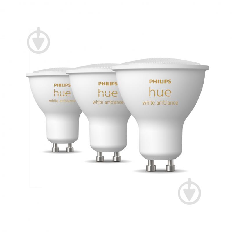 Лампа светодиодная Philips hue GU10 5W (50 Вт) 2200K-6500K Tunable white ZigBee Bluetooth 3 шт. - фото 5