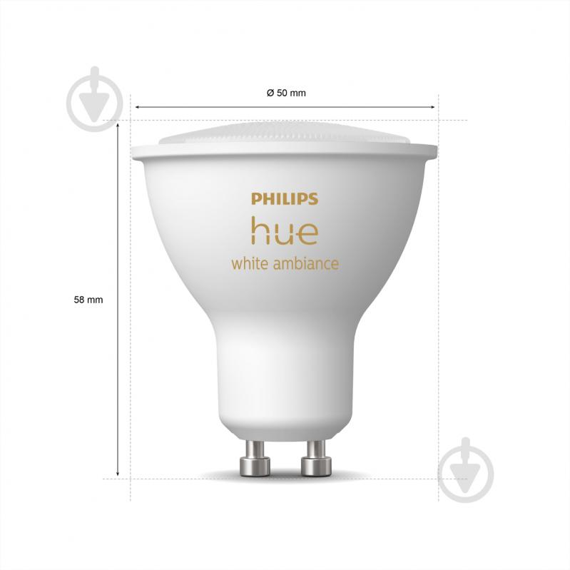 Лампа светодиодная Philips hue GU10 5W (50 Вт) 2200K-6500K Tunable white ZigBee Bluetooth 3 шт. - фото 6