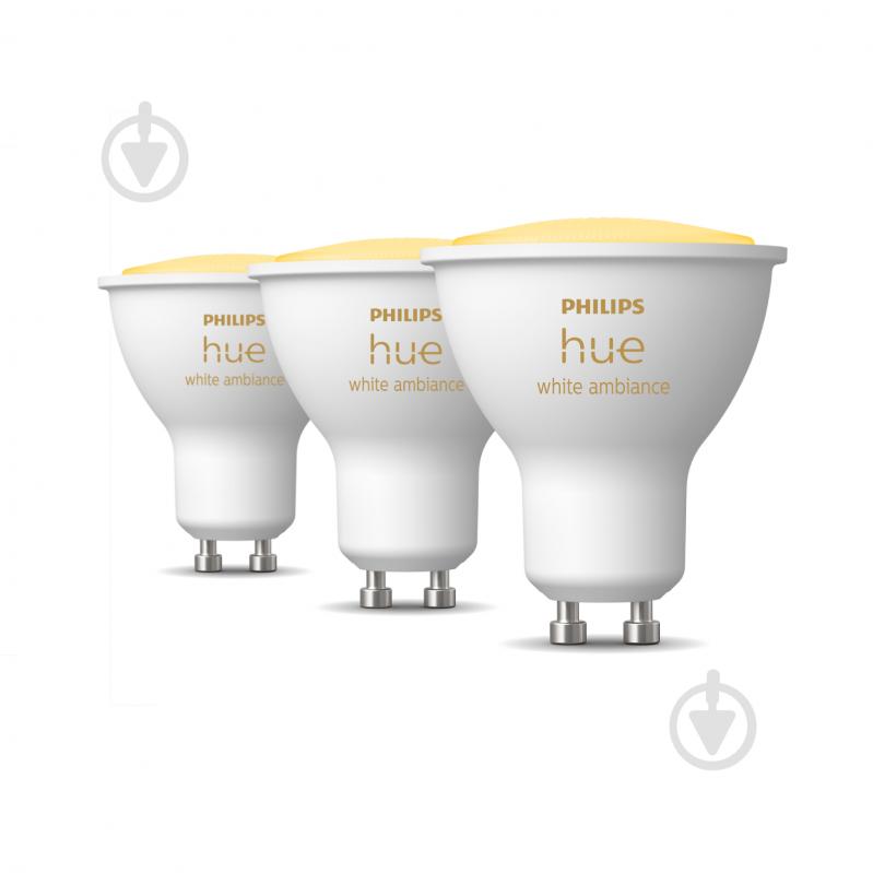 Лампа светодиодная Philips hue GU10 5W (50 Вт) 2200K-6500K Tunable white ZigBee Bluetooth 3 шт. - фото 2