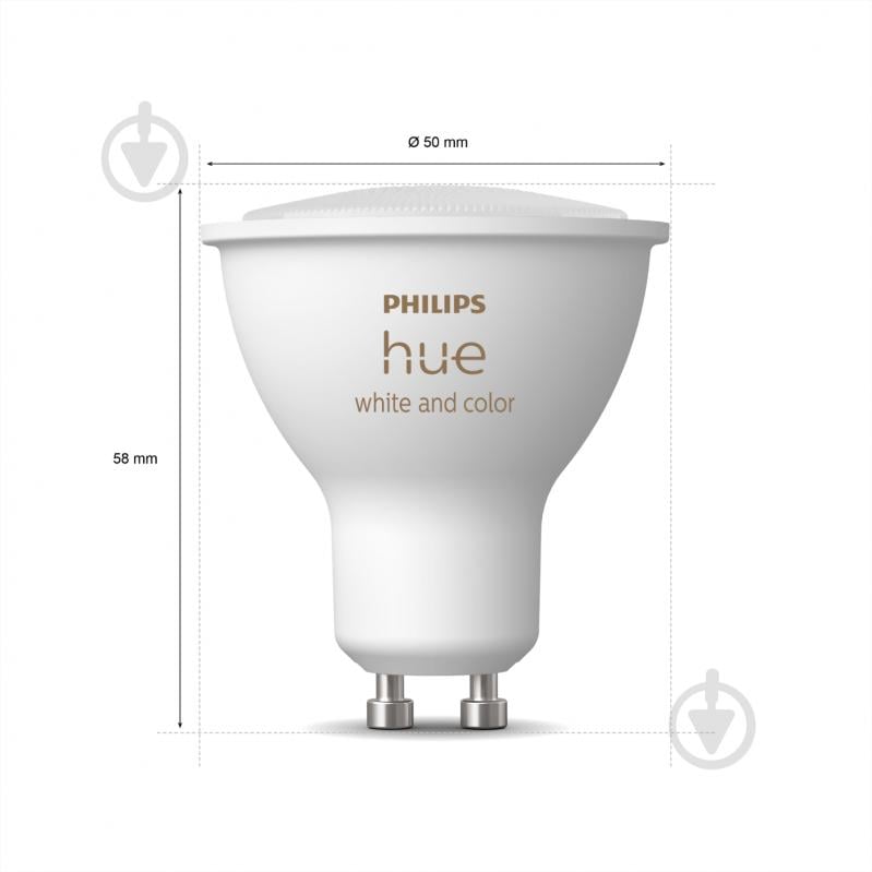 Лампа светодиодная Philips hue GU10 5.7W (50 Вт) 2000K-6500K RGB ZigBee Bluetooth 2 шт. - фото 6