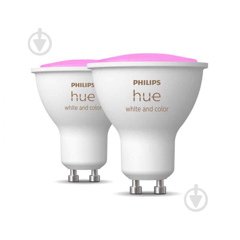 Лампа светодиодная Philips hue GU10 5.7W (50 Вт) 2000K-6500K RGB ZigBee Bluetooth 2 шт. - фото 5