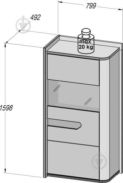 Вітрина Forte Meble URANO UMBV615LB 1D дуб шляхетний - фото 5