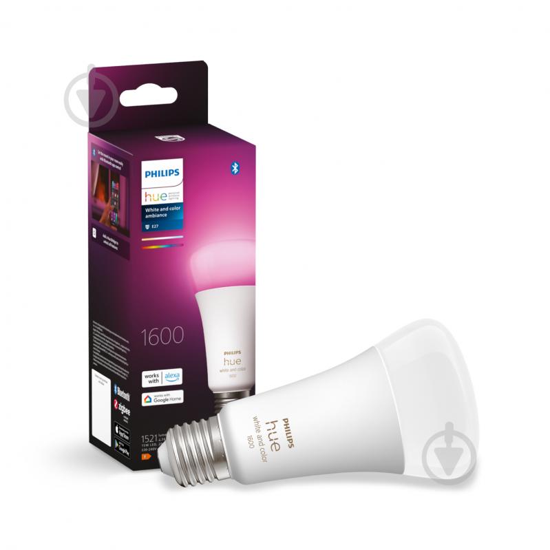 Лампа светодиодная Philips hue E27 15W (100 Вт) 2000K-6500K RGB ZigBee Bluetooth - фото 1