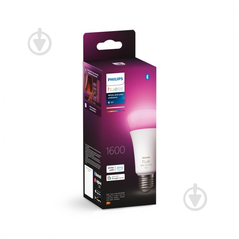 Лампа светодиодная Philips hue E27 15W (100 Вт) 2000K-6500K RGB ZigBee Bluetooth - фото 3