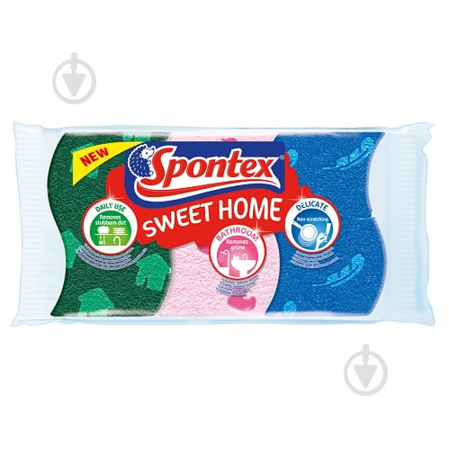 Губка для посуды SPONTEX Sweet Home целлюлозные 3 шт. - фото 1