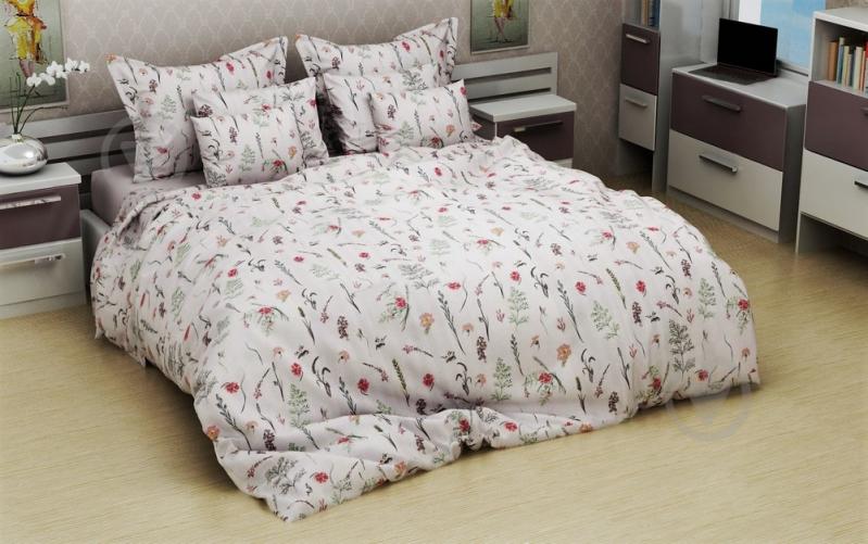 Комплект постельного белья ранфорс Herbs евро бежевый с рисунком SoundSleep - фото 1