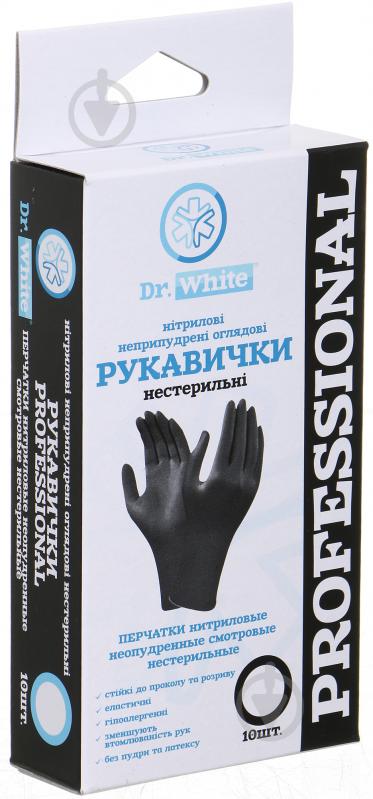 Рукавички одноразові Medico Dr.White Professional чорні з покриттям нітрил L (9) 2739026 - фото 4