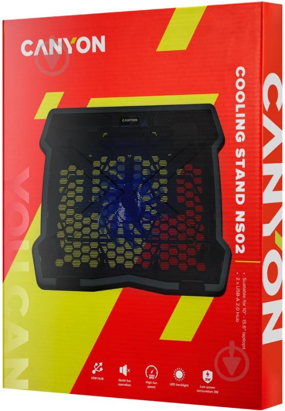 Подставка для ноутбука Canyon NS02 1Fan 2USB LED (CNE-HNS02) - фото 4