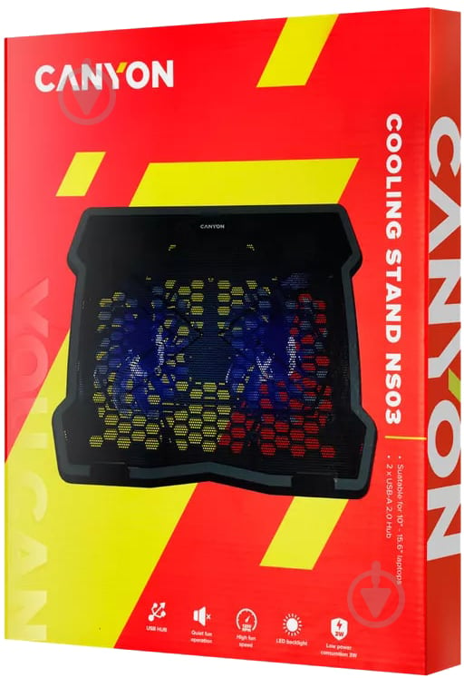 Підставка для ноутбука Canyon NS03 2Fan 2USB LED (CNE-HNS03) - фото 4