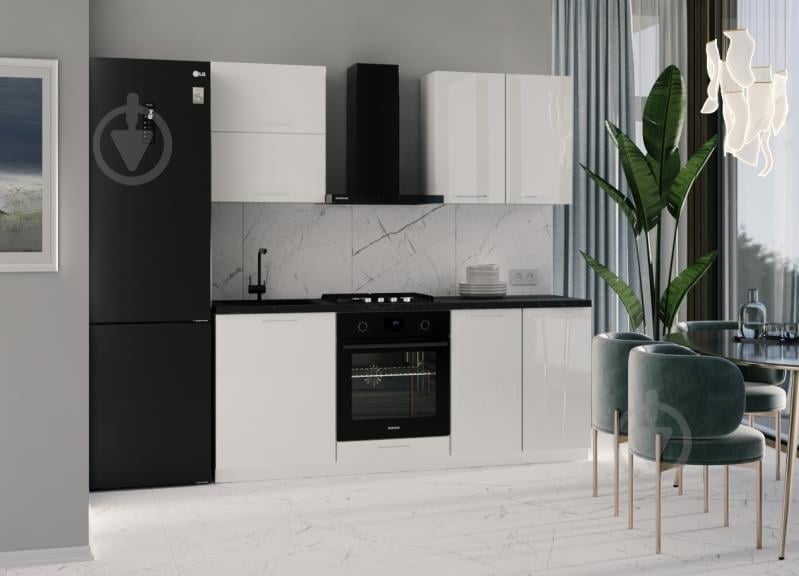 Кухня модульна ROKO Руна пряма МДФ 2м арктика глянець/білий - фото 1 Кухня модульна ROKO Руна пряма МДФ 2м арктика глянець/білий - фото 1