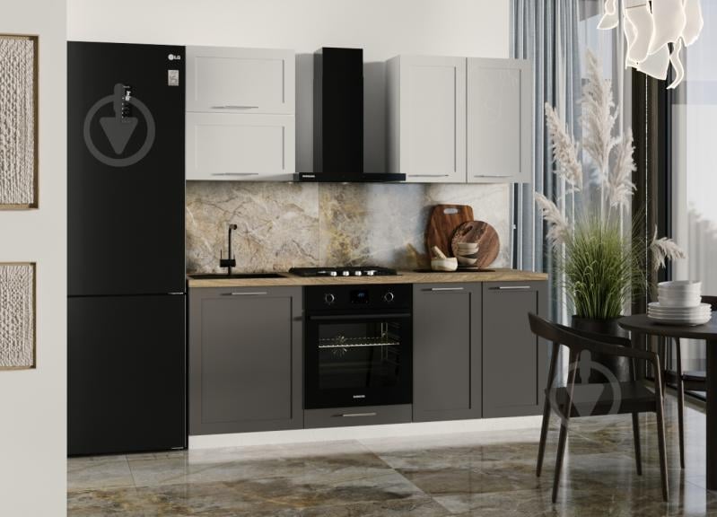 Кухня модульна ROKO Руна пряма МДФ 2м лайт грей сімпл/лід сімпл/білий - фото 1 Кухня модульна ROKO Руна пряма МДФ 2м лайт грей сімпл/лід сімпл/білий - фото 1