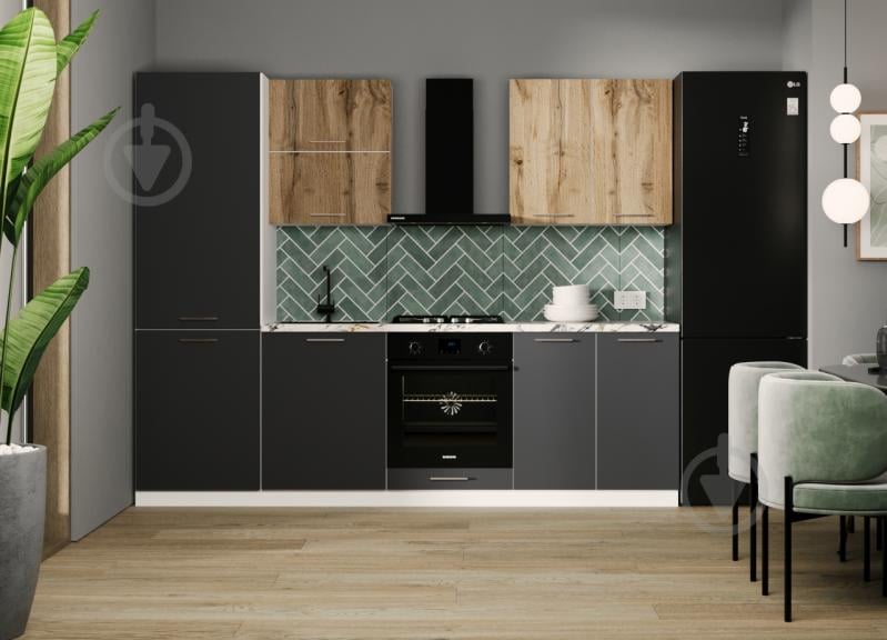 Кухня модульна ROKO Руна пряма ДСП 2,6×2,6м дуб природний/сірий попіл/білий - фото 1 Кухня модульна ROKO Руна пряма ДСП 2,6×2,6м дуб природний/сірий попіл/білий - фото 1