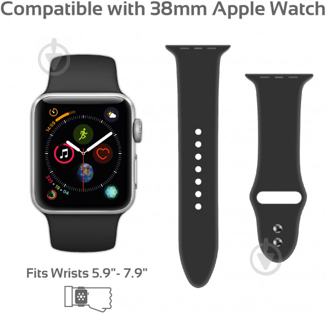 Ремінець Promate для Apple Watch 38-40 мм black oryx-38ml.black - фото 4