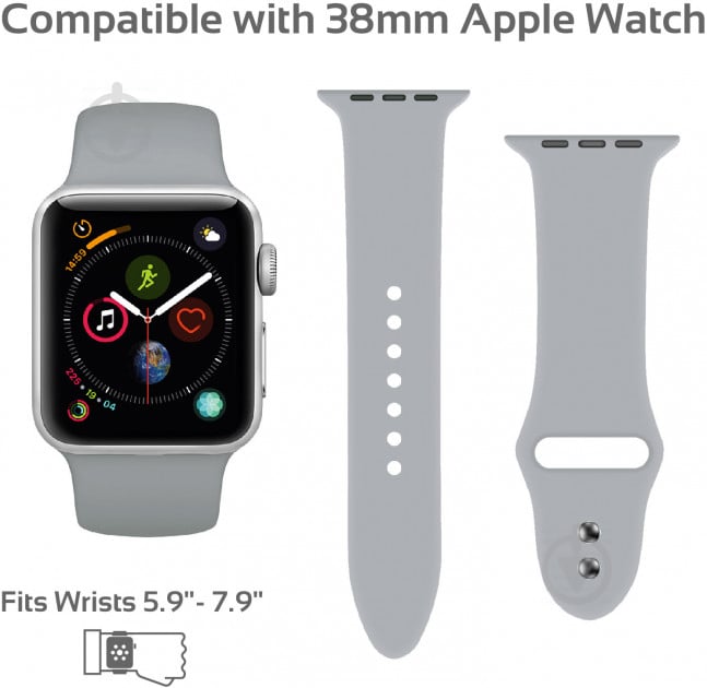 Ремінець Promate для Apple Watch 38-40 мм grey oryx-38ml.grey - фото 4