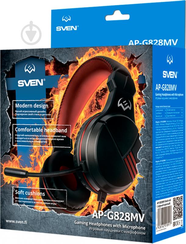 Навушники Sven AP-G828MV black/red (850235) - фото 6