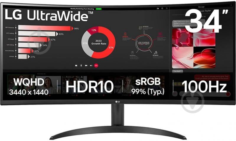 Монитор LG UltraWide 34" (34WR50QK-B) - фото 1 Монитор LG UltraWide 34" (34WR50QK-B) - фото 1