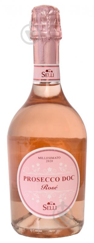 Вино игристое розовое брют Selli Prosecco Spumante DOC Rose Extra-dry Millesimato 0,75 л - фото 1