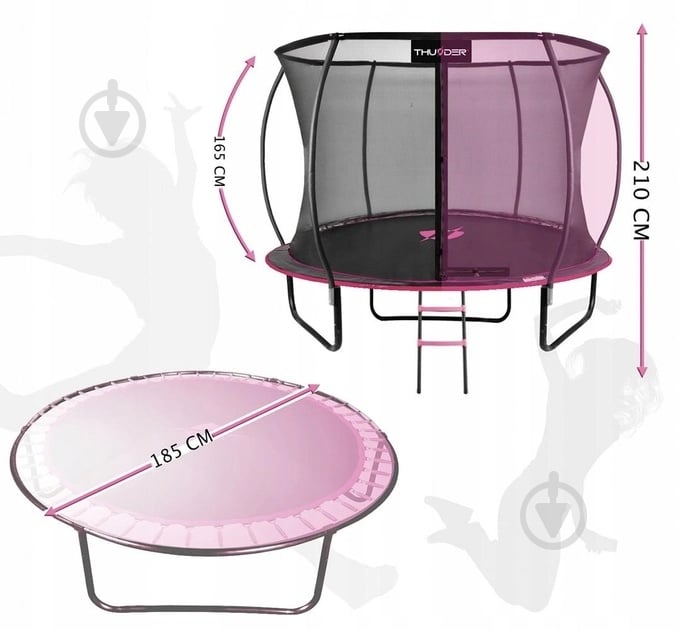Батут с сеткой и лесенкой Thunder INSIDE-ULTRA-6FT PINK - фото 2