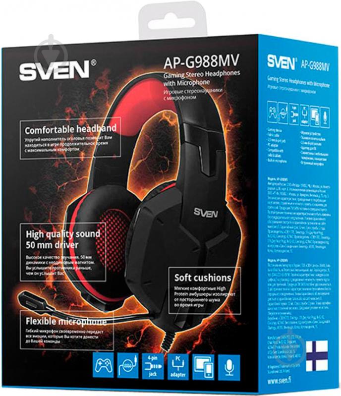 Наушники Sven AP-G988MV black/red (850196) - фото 6