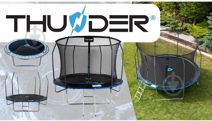 Батут с сеткой и лесенкой Thunder INSIDE-ELITE-12FT BLUE - фото 8