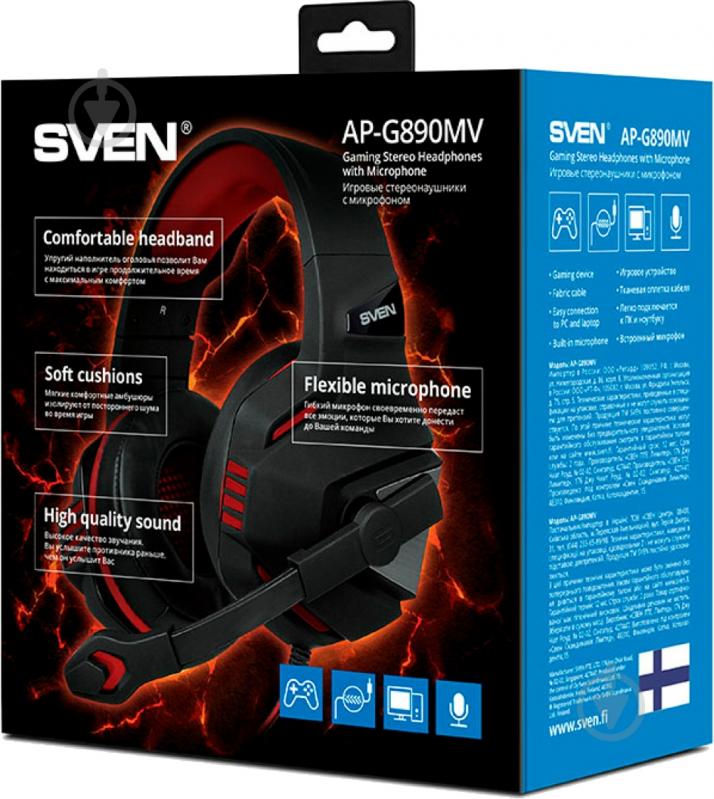 Наушники Sven AP-G890MV black/red (850222) - фото 4
